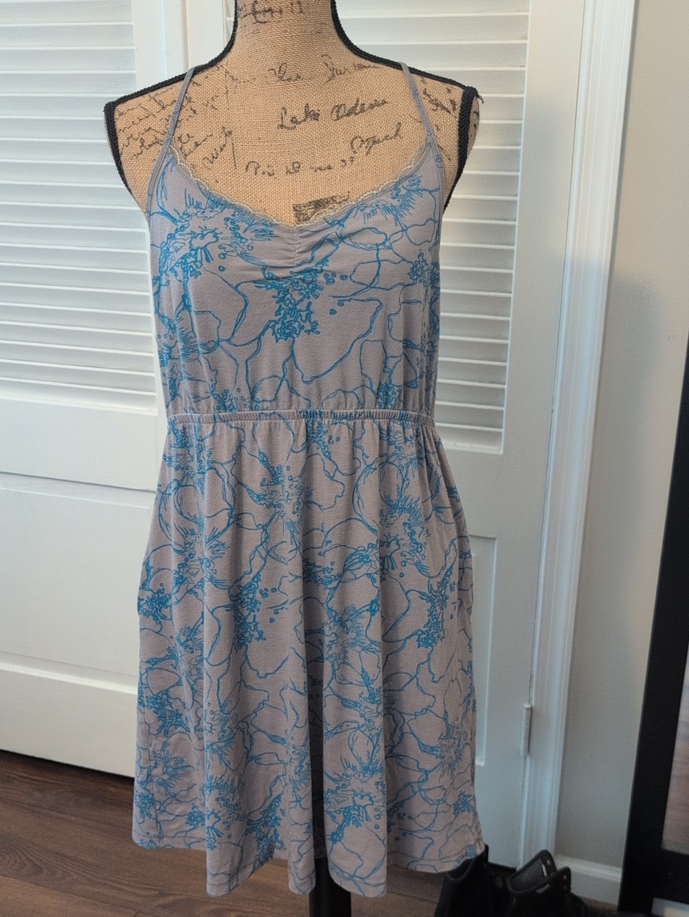 SO Gray Dress with Blue Floral Print